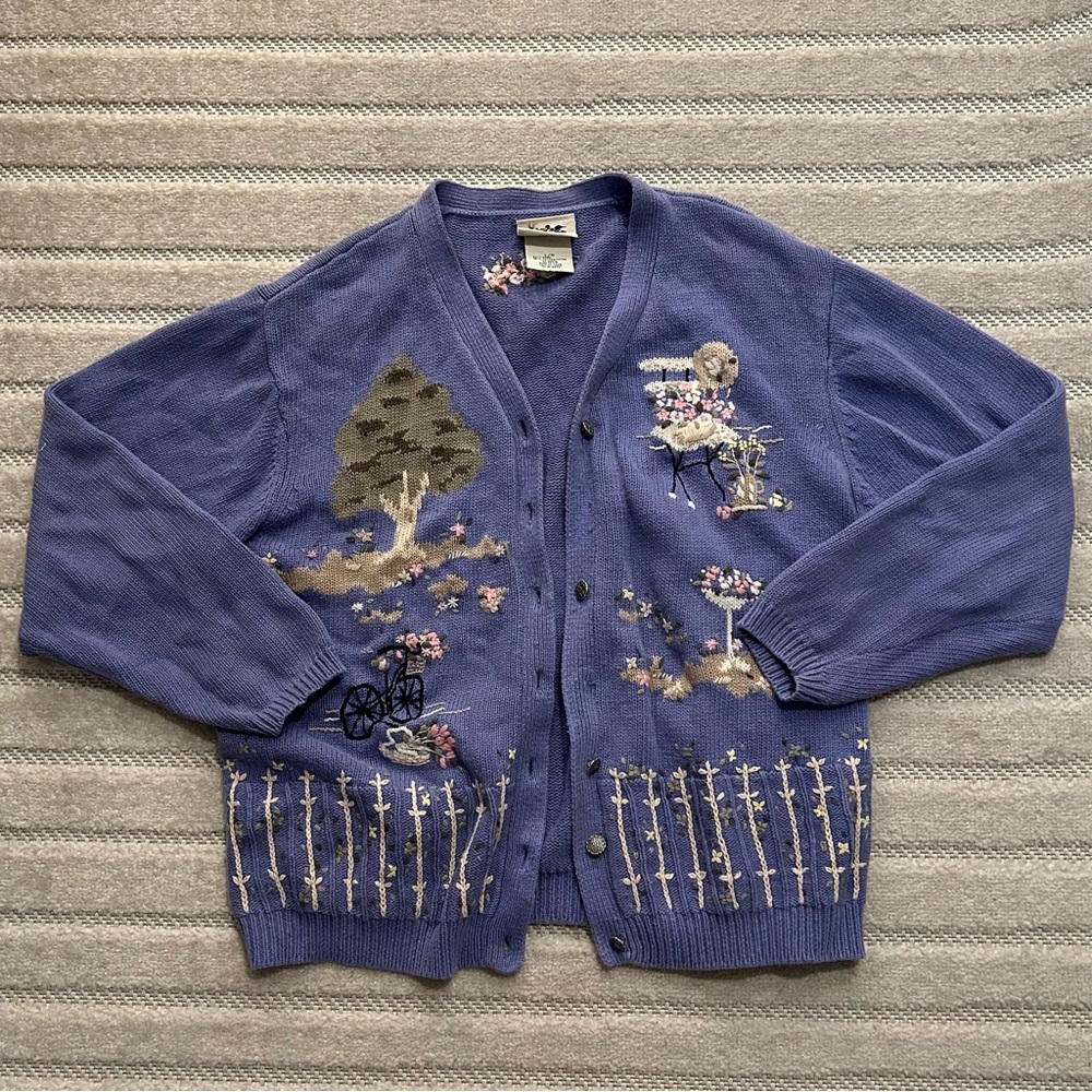 Vintage Northern Reflections Embroidered Cottage Core Cardigan Sweater - L